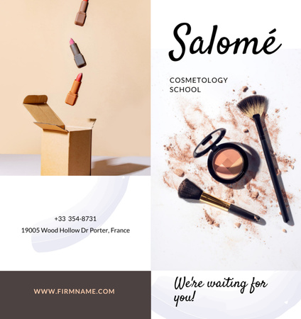 Makeup Course and Cosmetology School Promotion Brochure Din Large Bi-fold Šablona návrhu