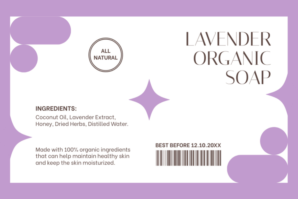 Lavender Organic Soap Purple Label – шаблон для дизайну