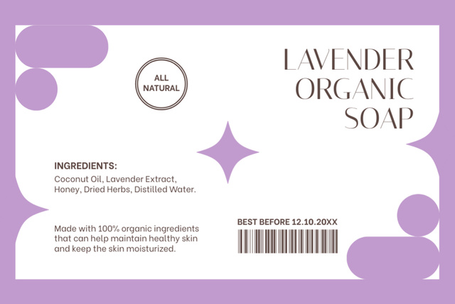 Ontwerpsjabloon van Label van Lavender Organic Soap Purple