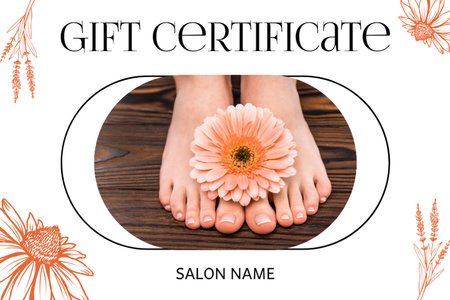 Pedicure Offer in Beauty Salon Gift Certificate Design Template