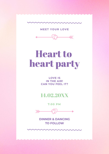 Heart to Heart Party Announcement Flyer A6デザインテンプレート