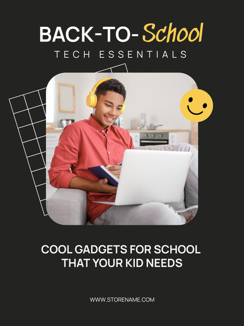 Back-to-School Essentials Discount Ad on Black Poster US Design Template
