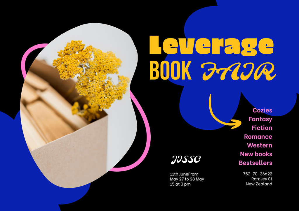 Leverage Book Fair Announcement Poster B2 Horizontal Modelo de Design