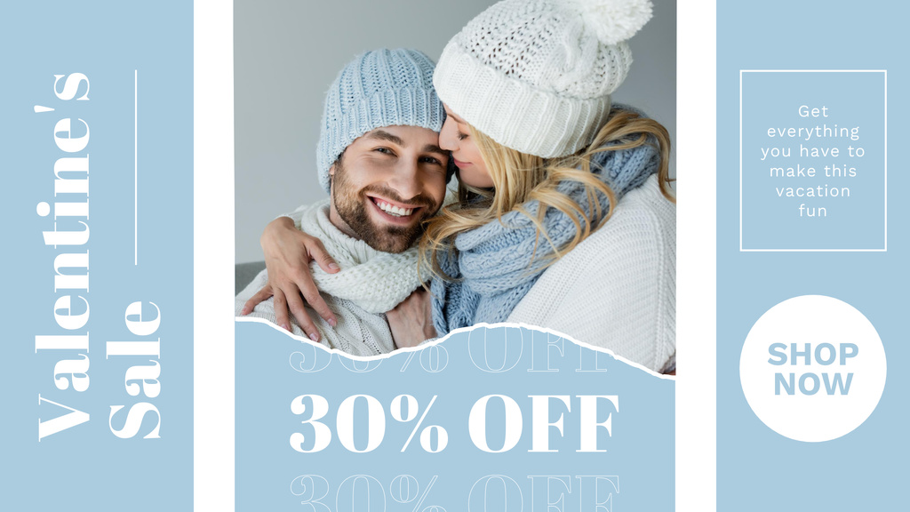 Blissful Valentine's Sale with Couple in Love FB event cover Design Template