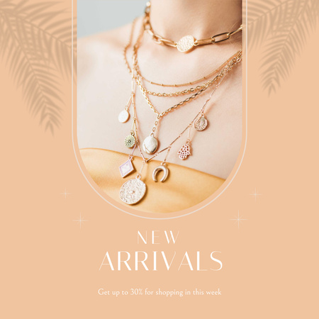 Plantilla de diseño de New Jewelry Arrivals with Necklace Instagram 