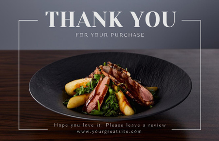 Gratitude for Purchase with Tasty Dish Thank You Card 5.5x8.5in Design Template
