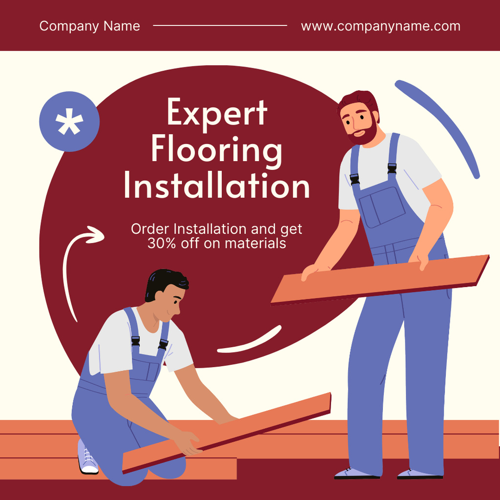 Expert Flooring Installation Ad with Workers Instagram Design Template