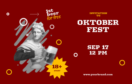 Platilla de diseño Joyful Announcement of the Oktoberfest Party With Sculpture Invitation 4.6x7.2in Horizontal