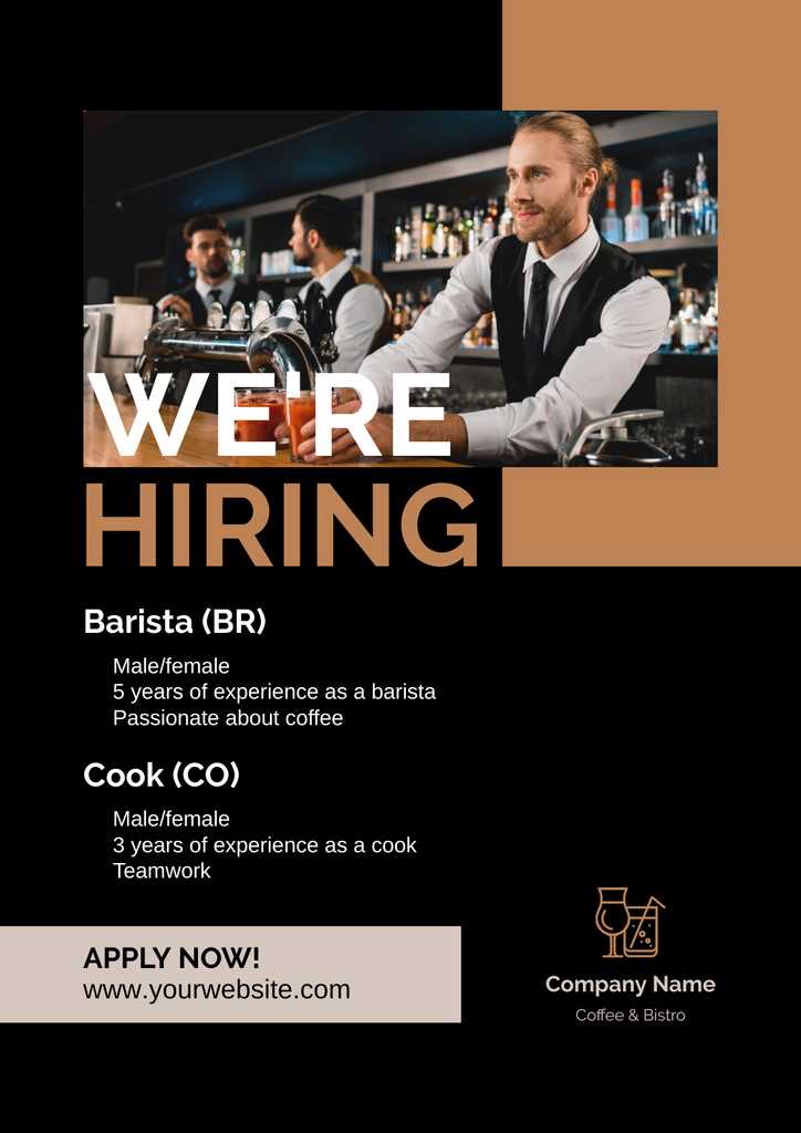 Hiring a Staff for Bar or Cafe Poster Πρότυπο σχεδίασης