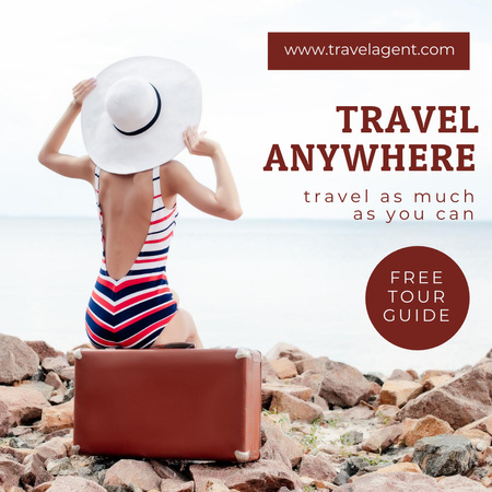 Woman with Travel Bag on Beach Instagram Design Template