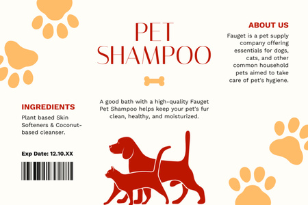 Kedi ve Köpekler İçin Evcil Hayvan Şampuanı Label Tasarım Şablonu