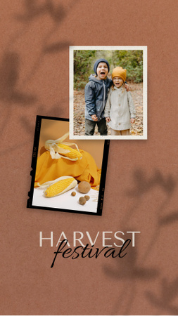 Plantilla de diseño de anuncio del festival de la cosecha con niños lindos Instagram Video Story 
