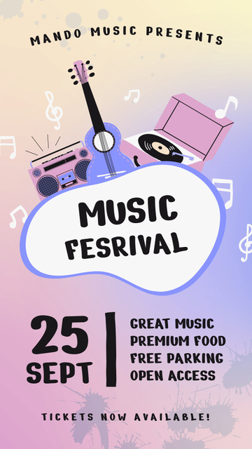 Exciting Music Festival Announcement In Fall Instagram Story Modelo de Design