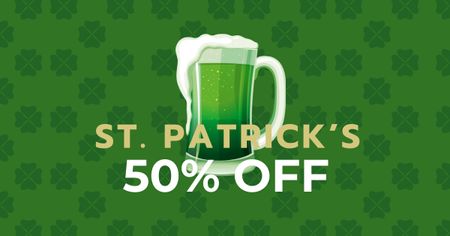 Ontwerpsjabloon van Facebook AD van St. Patrick's Day Offer with Beer