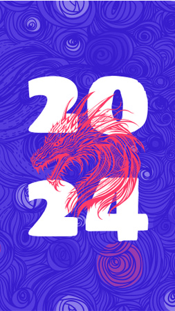 Uuden vuoden tervehdys lohikäärmeen kanssa Instagram Story Design Template