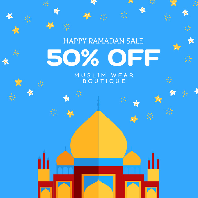 Ramadan Discount Announcement for Muslim Clothes Instagramデザインテンプレート