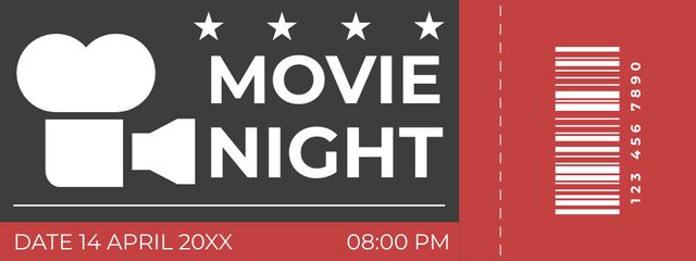 Movie Night Invitation to Cinema Ticket Design Template