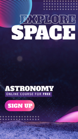 Designvorlage Cute Astronaut Girl Exploring Space für Instagram Video Story