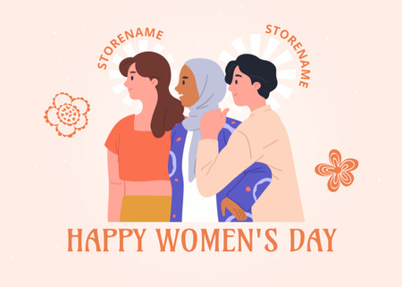 Diverse Multicultural Women on International Women's Day Postcard 5x7in Design Template