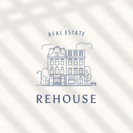 Real Estate Services Offer with Sketch of House Animated Logo Design Template