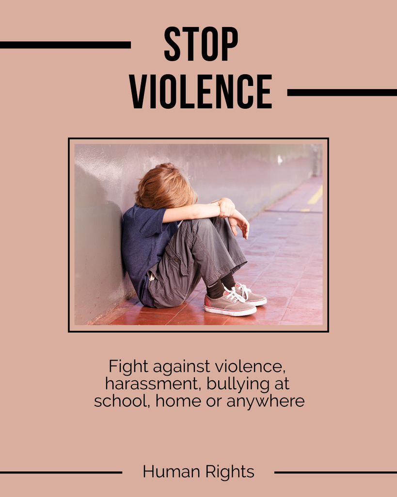 Szablon projektu Stop Violence Children with Boy Poster 16x20in