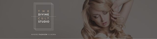 Designvorlage Beauty Studio Ad with Attractive Blonde für Twitter