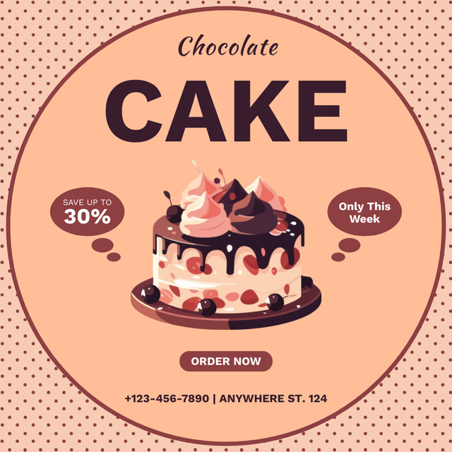 Retro Style Ad of Chocolate Cakes Instagram Design Template