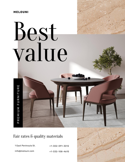 Designvorlage Furniture Offer with Modern Home Interior für Poster 8.5x11in