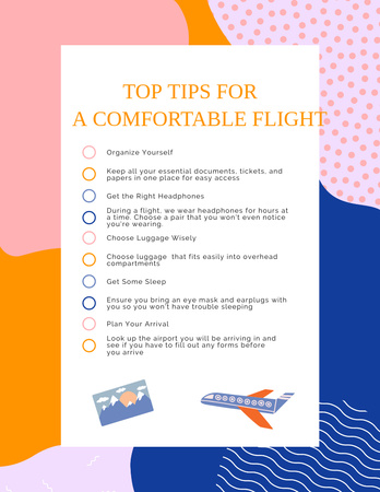 Tips for Comfortable Flights Notepad 8.5x11in Design Template