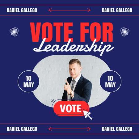 Voting for Leadership Announcement with Man in Blue Instagram AD Design Template