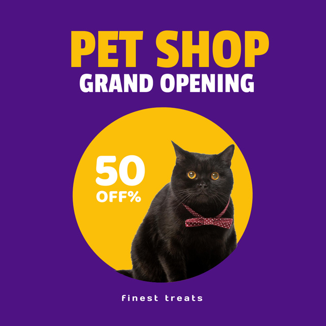 Ontwerpsjabloon van Instagram van Grand Pet Store Opening Announcement With Discounts