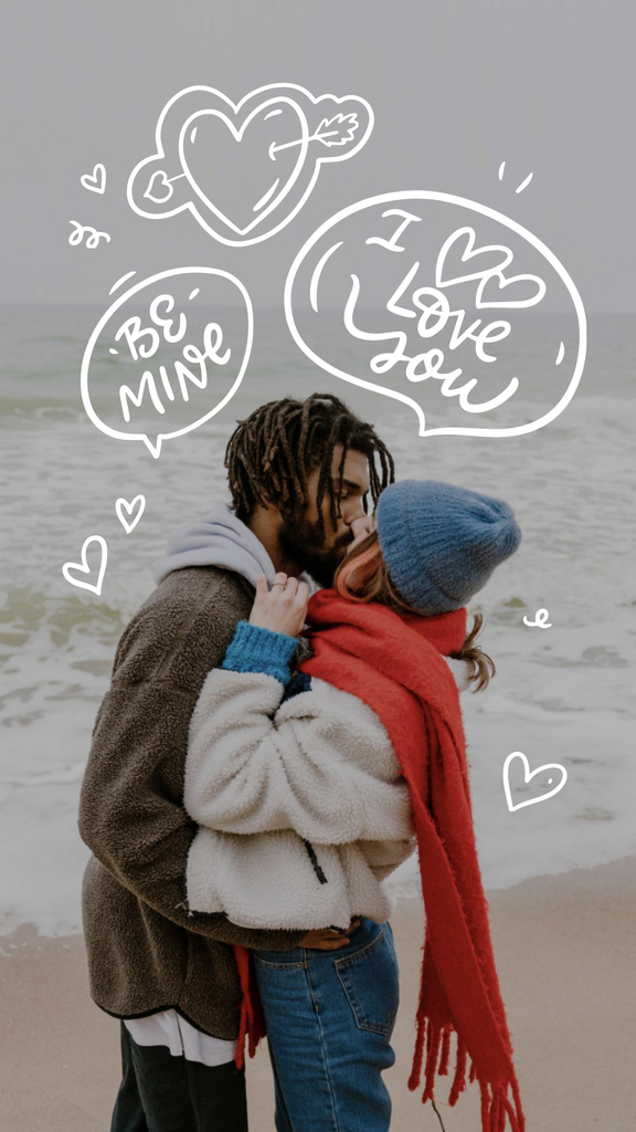 Designvorlage Valentine's Day Holiday with Cute Lovers by Sea für Instagram Story