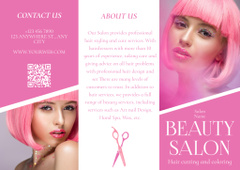 Beauty Salon Services with Young Woman with Pink Hair