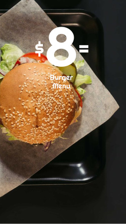 Fast Food Menu offer Burger and French Fries Instagram Story Design Template