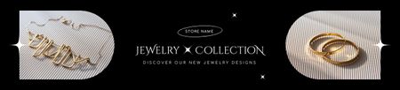 Jewelry Collection Ad with Rings and Necklace Ebay Store Billboard Design Template