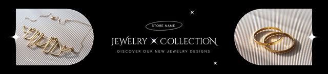 Jewelry Collection Ad with Rings and Necklace Ebay Store Billboard Modelo de Design