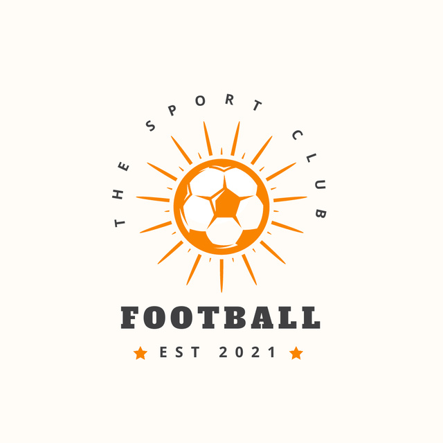 Football Sport Club Emblem with Orange Ball Logo 1080x1080px Πρότυπο σχεδίασης