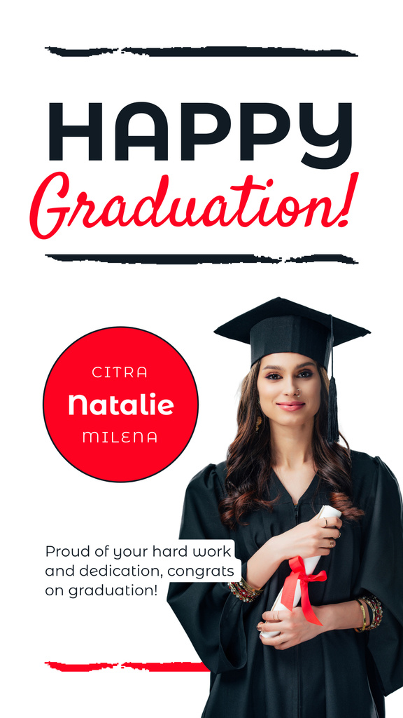 Happy Graduation Greetings to Student Instagram Story Design Template