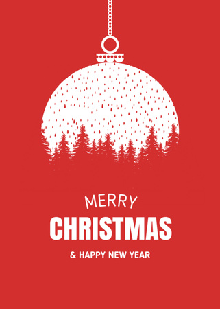 Christmas and New Year Cheers with Forest Silhouette Postcard 5x7in Vertical Design Template