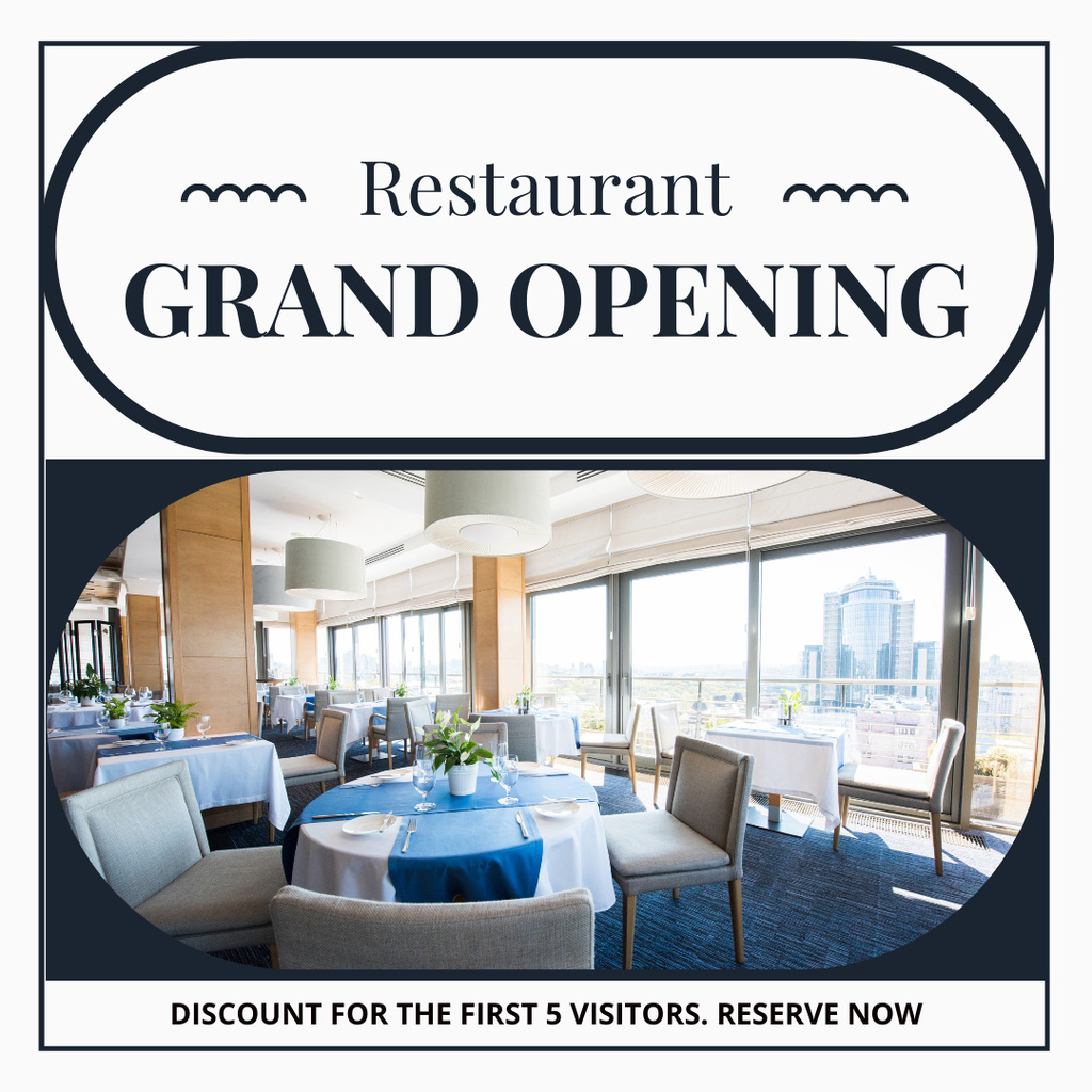 Designvorlage Restaurant Grand Opening With Discount For First Visitors für Instagram AD