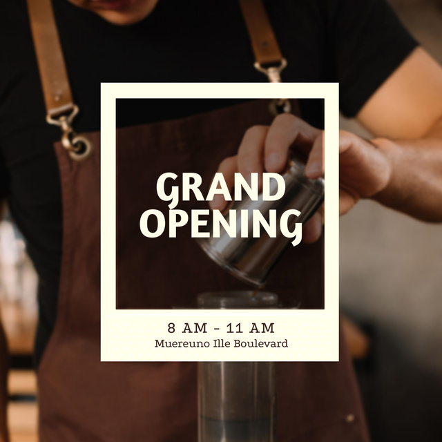 Designvorlage Grand Opening of Local Cafe für Instagram