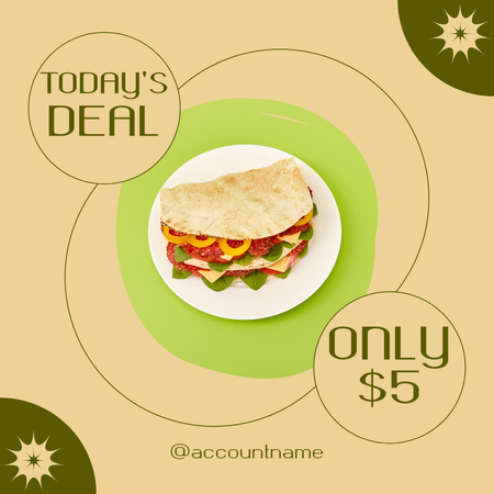 Fast Food Menu Offer with Sandwich Instagram Design Template