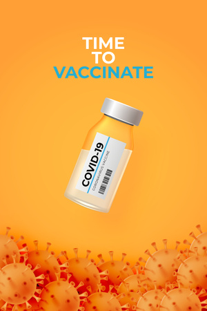 Vaccination Announcement with Vaccine in Bottle Pinterest Design Template