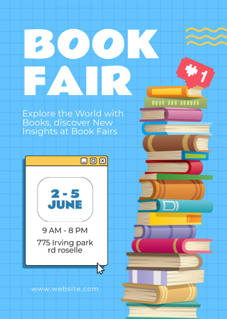 Platilla de diseño Book Fair Ad with Big Stack of Books Flayer