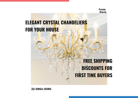Plantilla de diseño de Elegant crystal Chandelier offer Postcard 