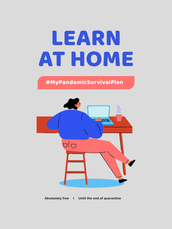 #MyPandemicSurvivalPlan Man studying Globe on screen Poster US Design Template