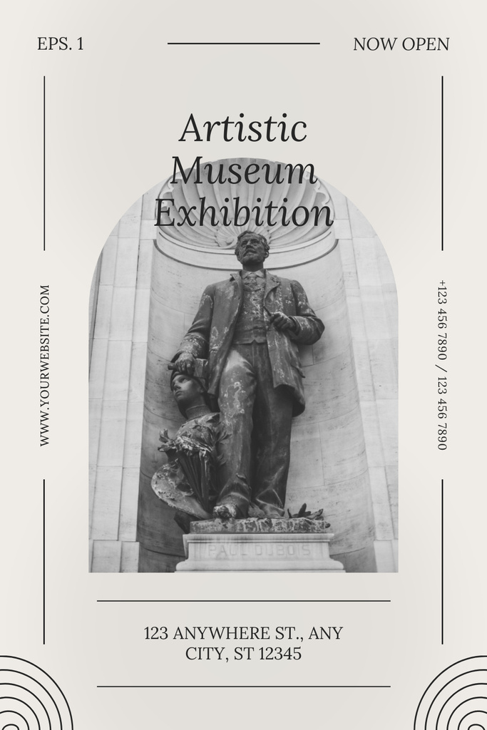 Museum Exhibition Ad Layout with Photo Pinterest Πρότυπο σχεδίασης