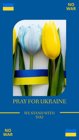 Pray for Ukraine Text with Tulips Instagram Story Design Template