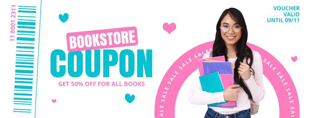 Bookstore Discount Voucher Couponデザインテンプレート