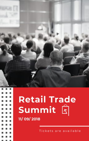 Colleagues At Retail Trade Summit In Red Invitation 4.6x7.2in Design Template